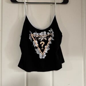 Guess Black Camisole with White Floral Design